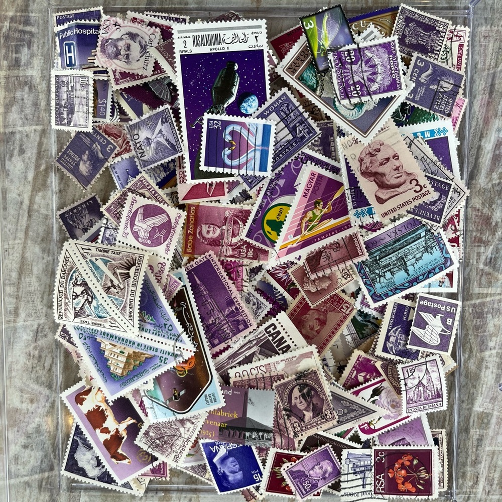 200 Purple Vintage Stamps